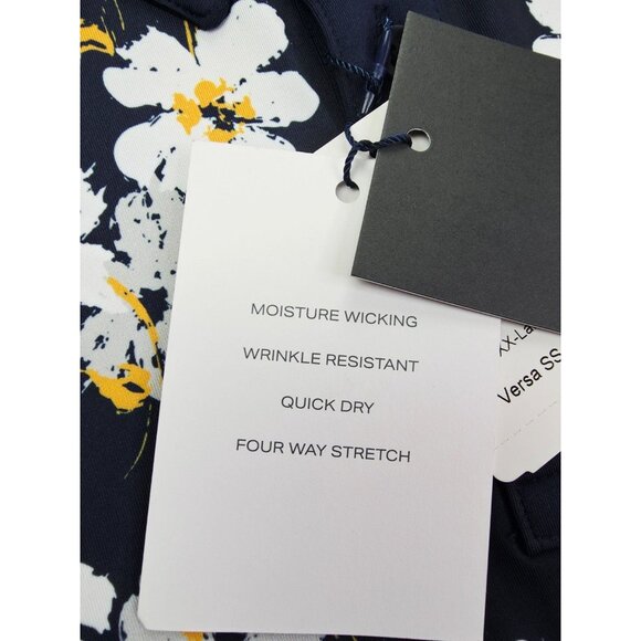 Mizzen Main Size 2XL Trim Mens Navy Floral Neck Logo Polyester Versa Polo NWT - Picture 5 of 12